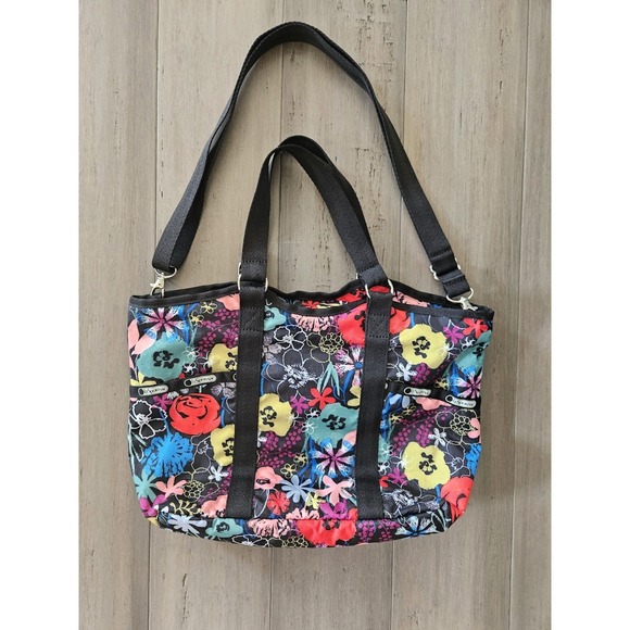 Le SportSac Handbags - Le SportSac Crossbody Bag Black Floral Print